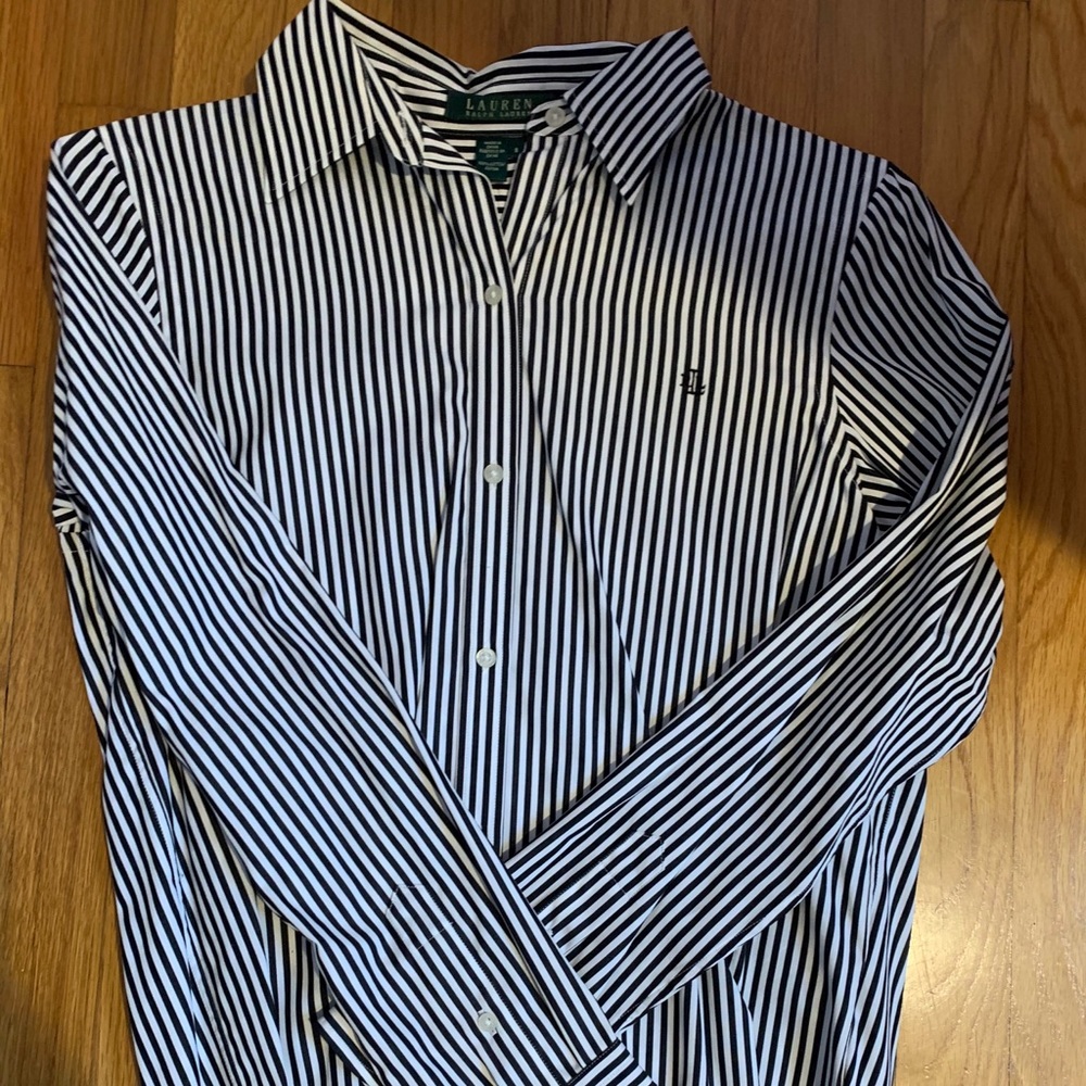 Ralph Lauren black and white striped shirt